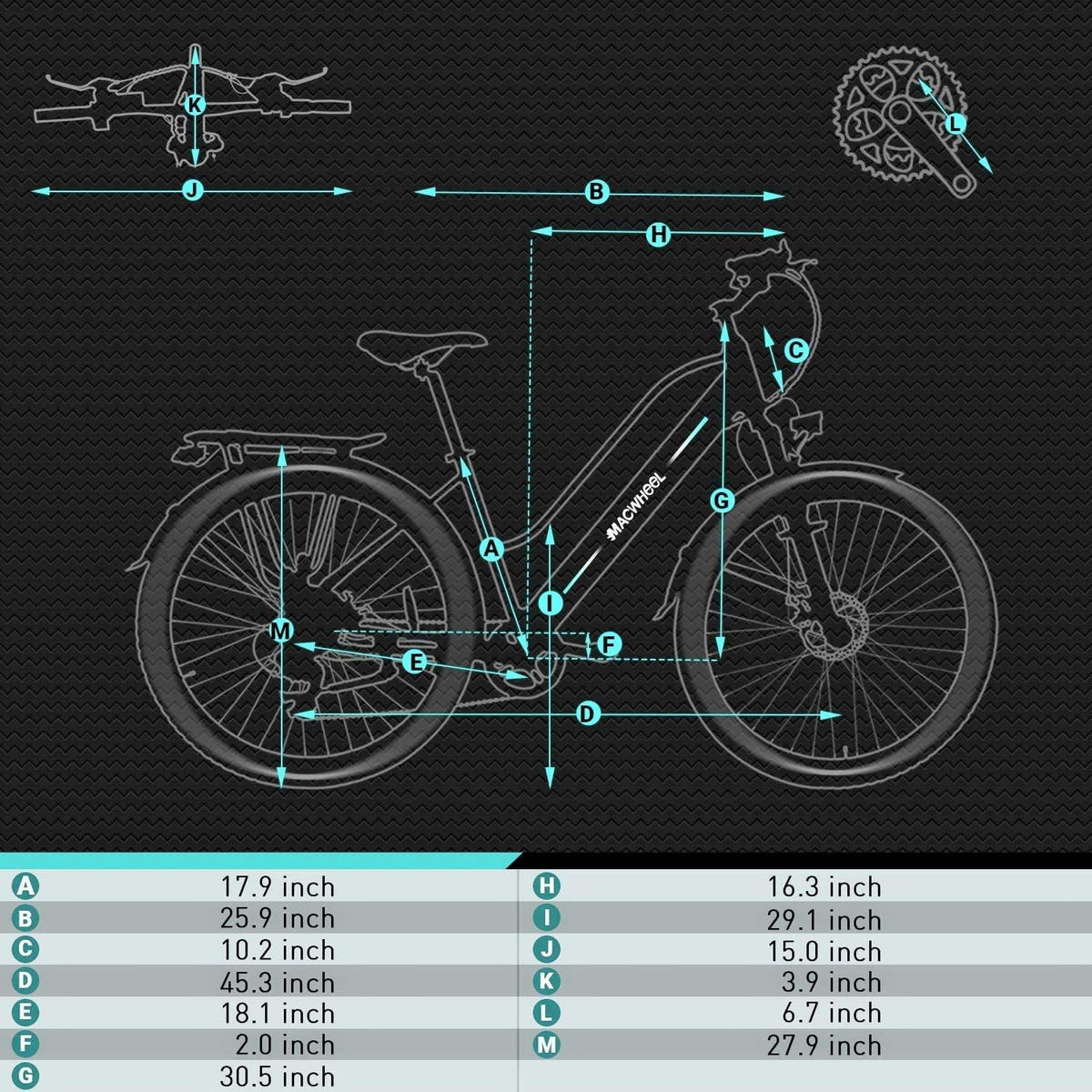 Macwheel 28" Electric Bike, 350W Brushless Motor, 20-50Miles AveraRange, Cruiser Electric Bike for Adults (Cruiser 550)