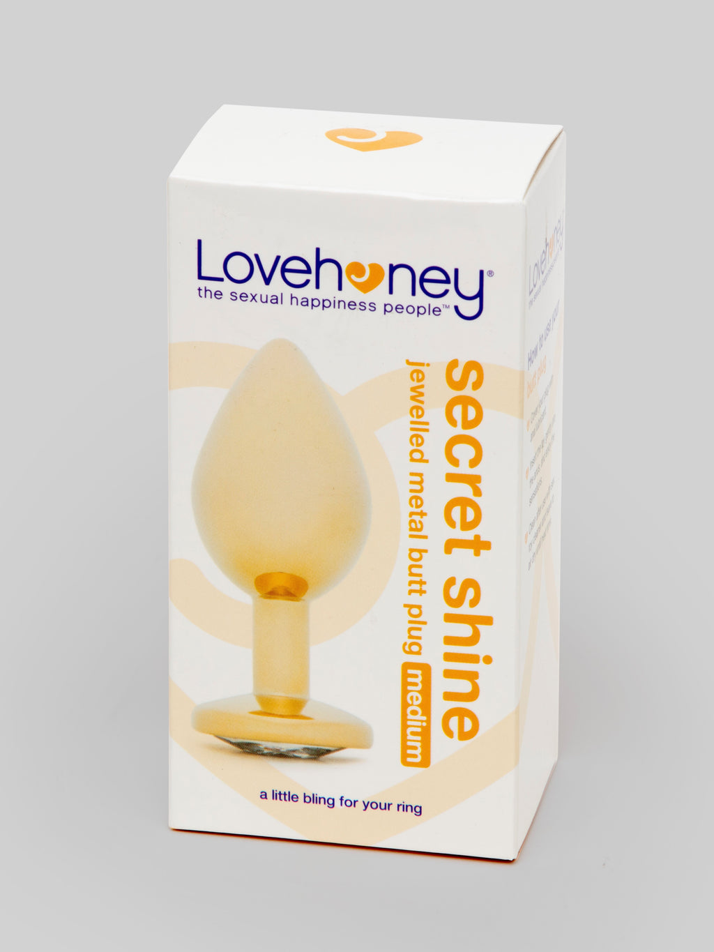 Lovehoney Jeweled Gold Metal Medium Butt Plug 3 Inch, Gold