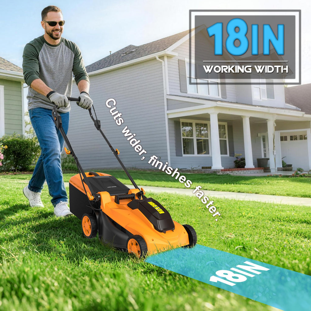 40V Cordless Lawn Mower (No Battery) Compatible with Dewalt 2 * 20VMax Battery, 18" Electric Lawn Mower with 6 Heights Adjustment, Brushless Electric Mower for Garden, Yard