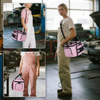 Pink Tool Bag for Women, Tool Organizer with Anti-friction Bottom | Detachable Divider, Wrapped Handles, Adjustable Shoulder Strap, Tactical RanBag for Electrician, Carpenters, Repairman