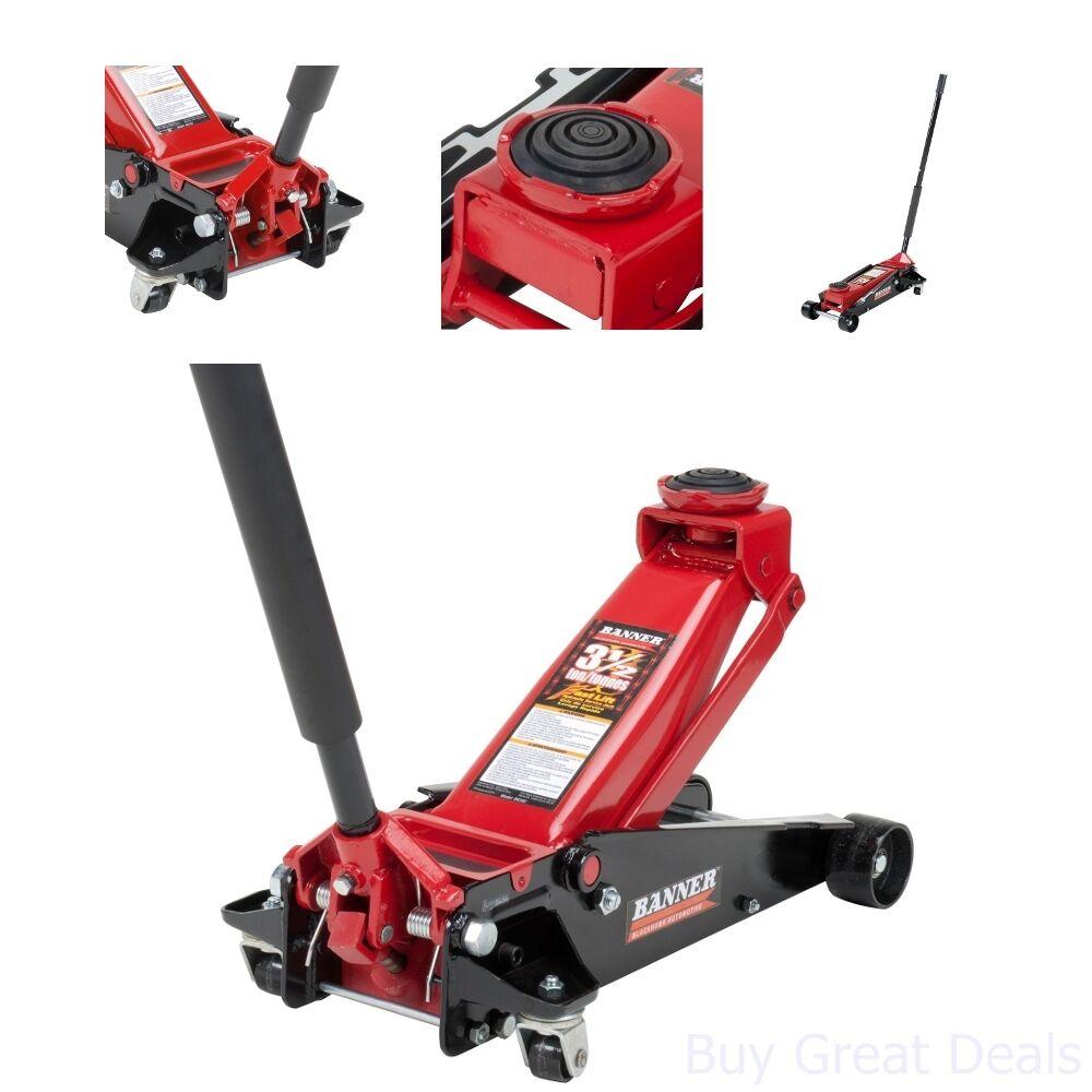 Black/Red Fast Lift Service Jack 3.5 Ton Capacity Jacks Stands Tools Motors