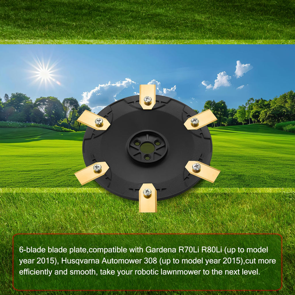 【Cut More Efficiently】 Blade Plate + 6 Replacement Blades Compatible with  Automower for 308,  R70Li R80Li (up to Year of Manufacture 2015) Series Robotic Lawn Mower