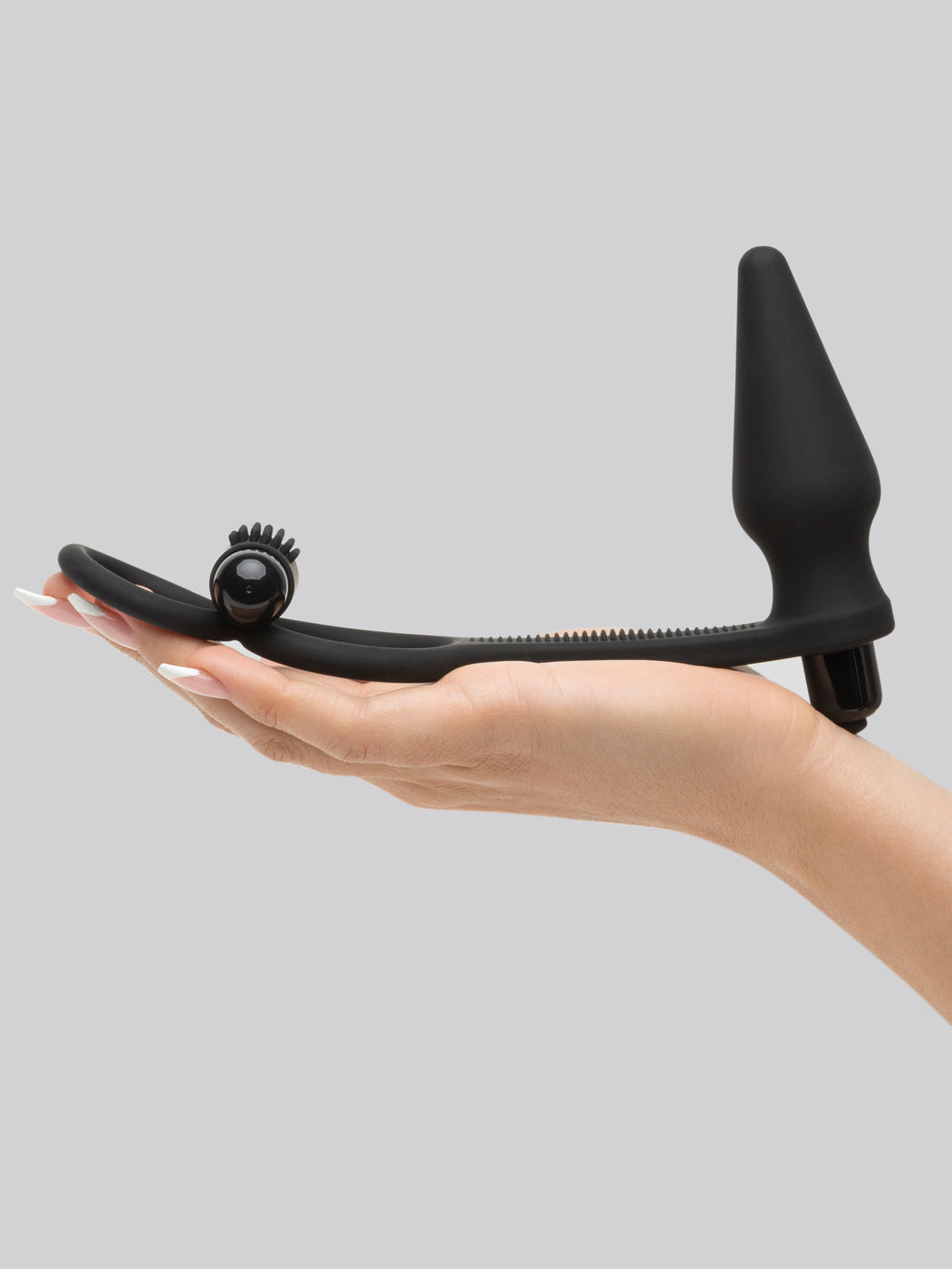 Lovehoney Wowzer 7 Function Double Cock Ring and Vibrating Butt Plug, Black