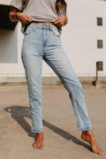 high rise girlfriend jeans