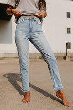 high rise girlfriend jeans