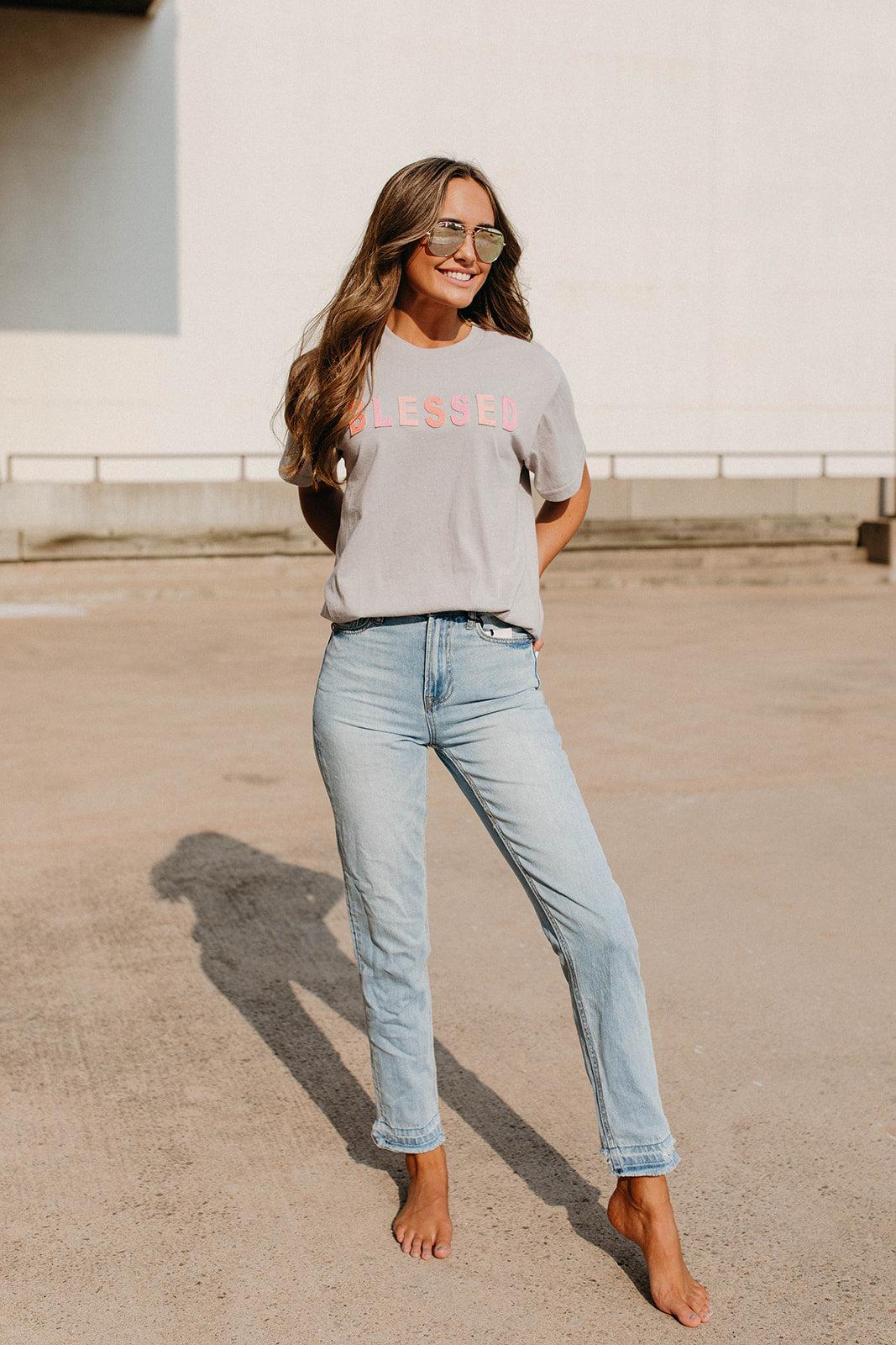 high rise girlfriend jeans