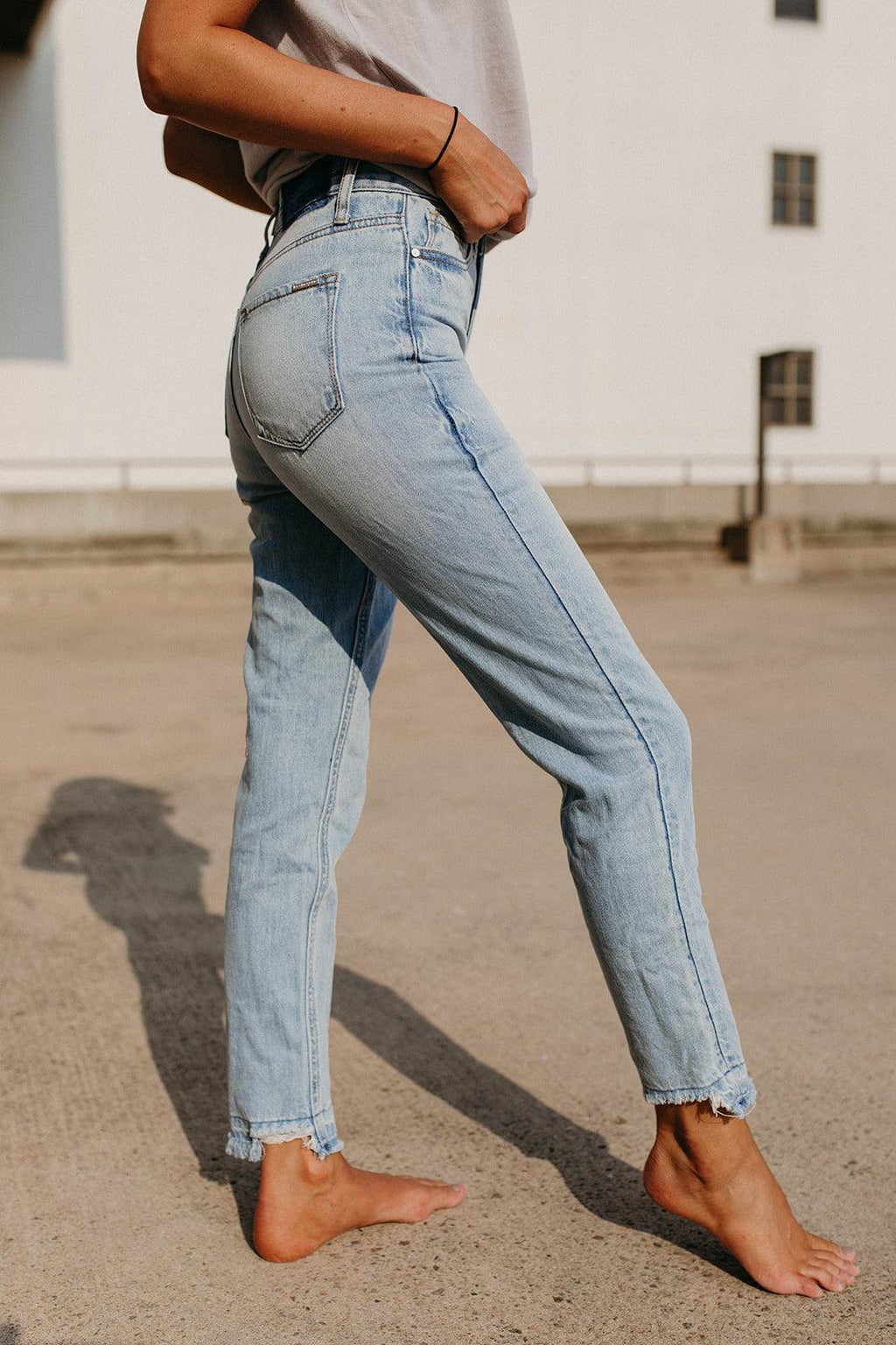 high rise girlfriend jeans