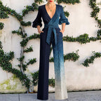 Fashion Blue Holiday Casual Jumpsuit Women