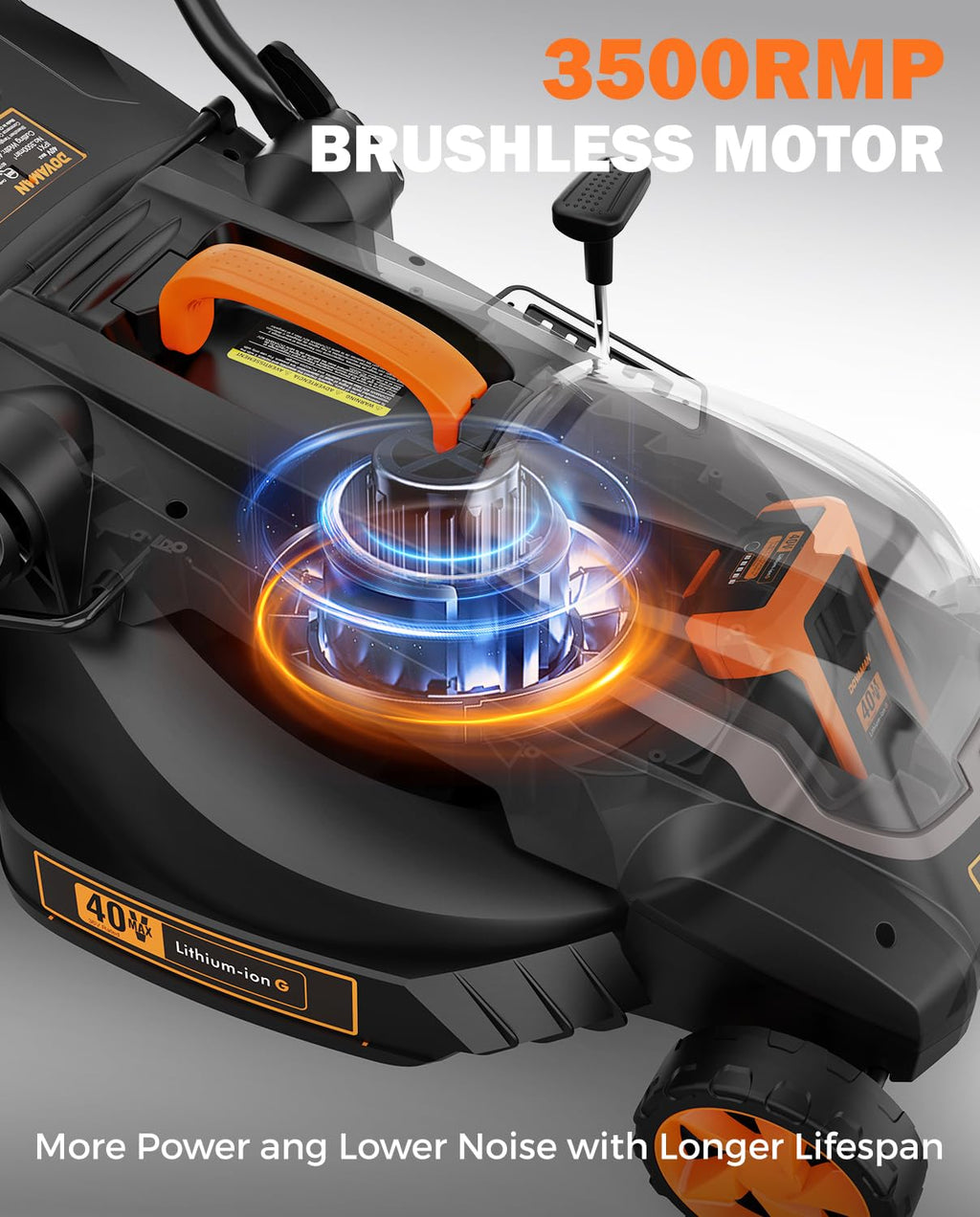 40V 19" Cordless Lawn Mower, Brushless Push Lawn Mower w/ 13.2Gal Bag, 98% Grass Collection, 3-Step er Foldable, 6-Position Height Adjustment Meets Various Cutting Needs