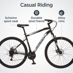 Schwinn GlenHybrid Bike, 21 speeds, 700c wheel, black, mens style frame