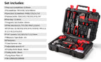 Drill Set: Tool Set with 8V Red Cordless Drill, Home Tool Kit with Drill, Hand Tool Kits for Women 126 Piece