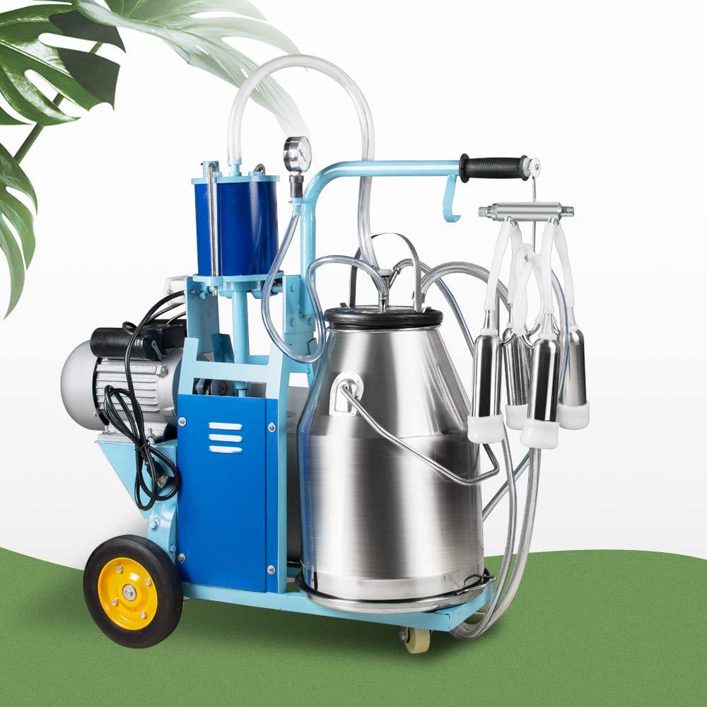 priomive electric milking machine, 110v/220v portable milking machine with 25l 304 stainless steel bucket for farm cows bucket milking supplies