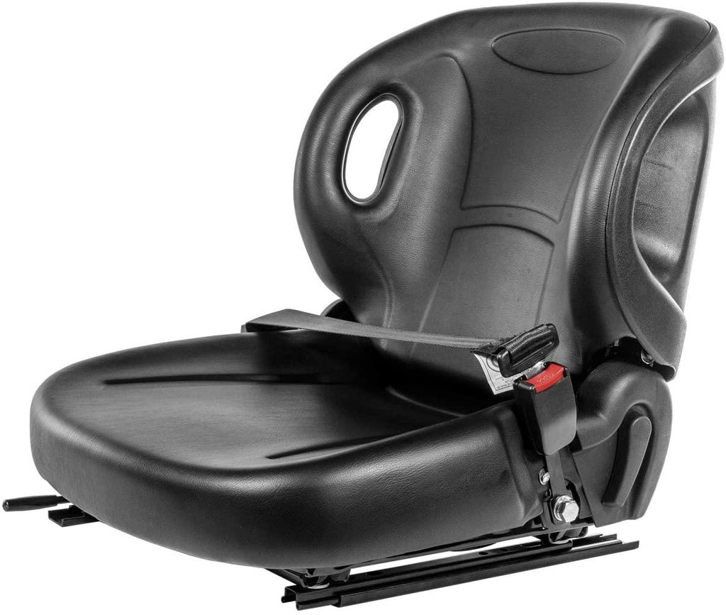stark universal replacement forklift seat w/retractable seat belt switch for cat, clark, komatsu, nissan, yale, toyota, hyster w/curved back