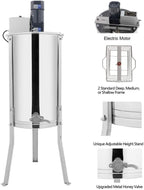 vingli electric 2 frame honey extractor separator,food grade stainless steel honeycomb spinner drum with adjustable height stands,beekeeping pro extraction apiary centrifuge equipment