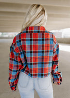 plaid cropped button flannel