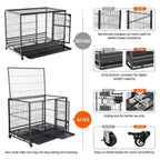 Topeart 43-inch Heavy Duty Dog CaStrong Metal Kennel and Crate Double Door Easy to Assemble Pet Caw/Tray/Wheels/Double Tray Black