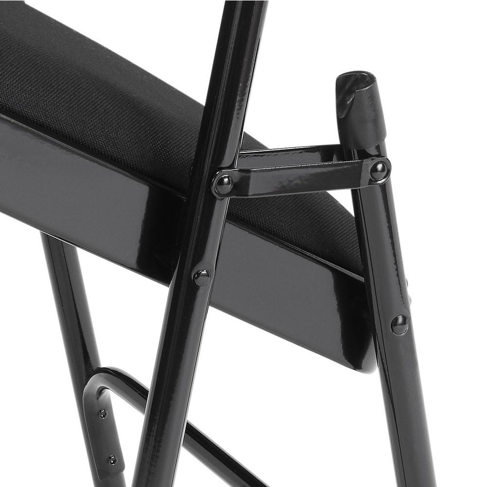 Black Fabric Padded Seat Stackable Folding Chair (Set of 4)