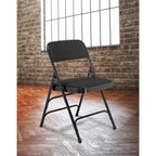 Black Fabric Padded Seat Stackable Folding Chair (Set of 4)