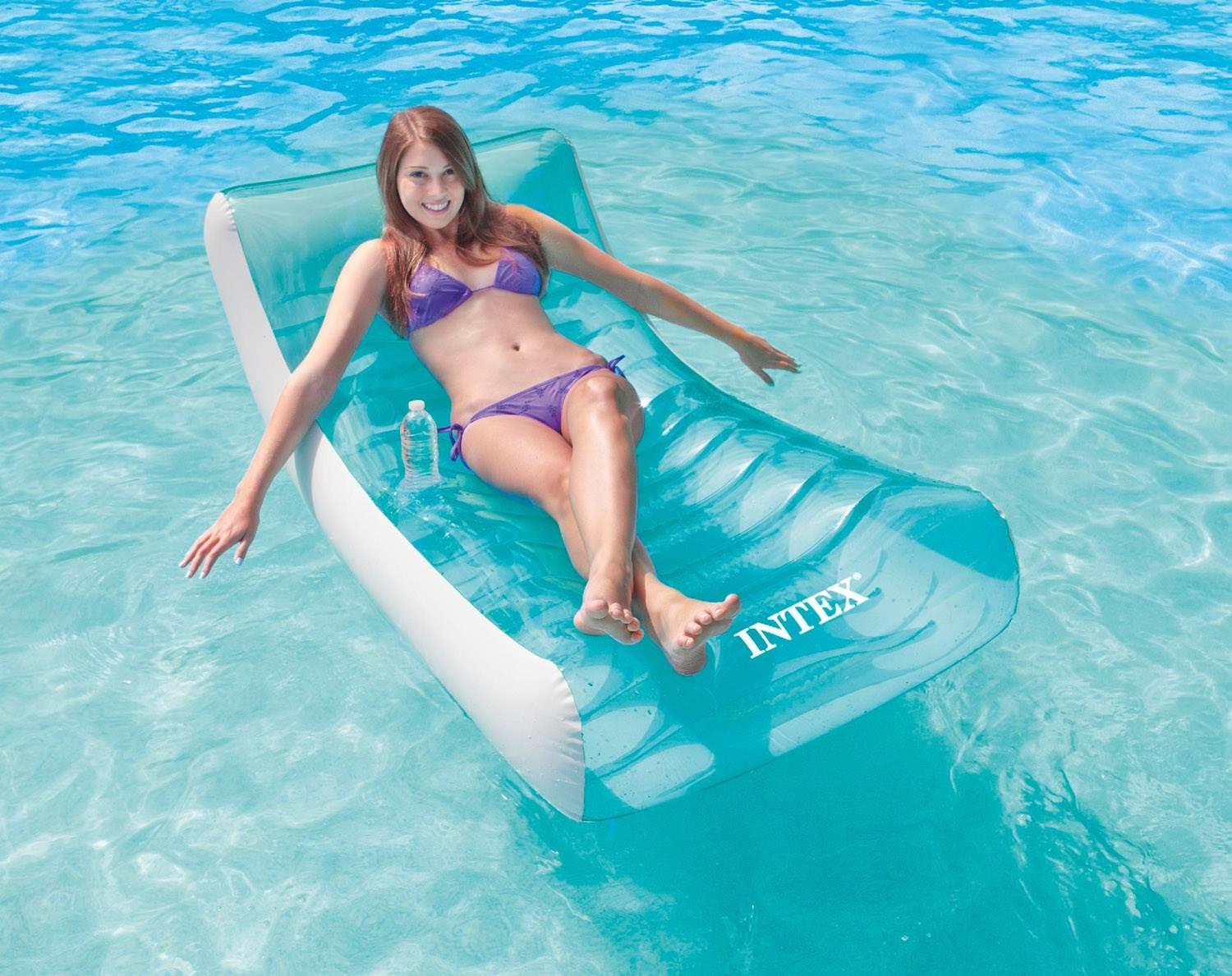 Inflatable Rockin Lounge Pool Floating Raft Chair with Cupholder (3 Pack)