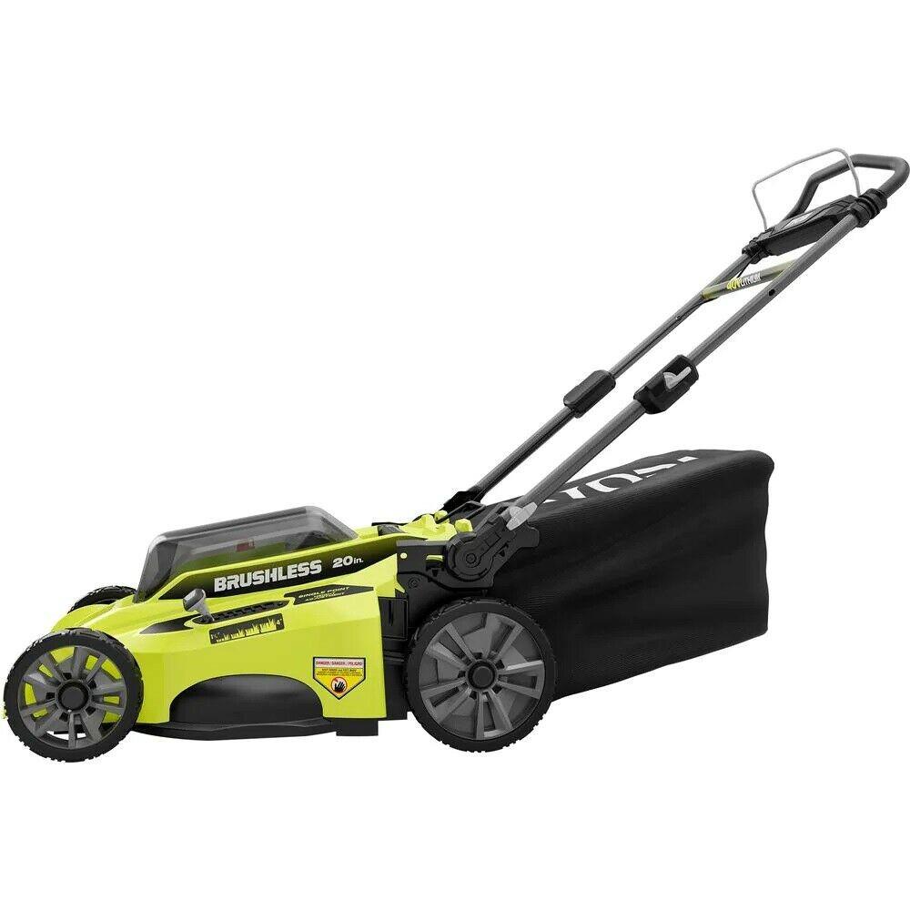 RYOBI 40V Lawn Mower Walk Behind Push 20 in Cut Deck w 6.0 Ah Battery Charger