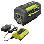 RYOBI 40V Lawn Mower Walk Behind Push 20 in Cut Deck w 6.0 Ah Battery Charger