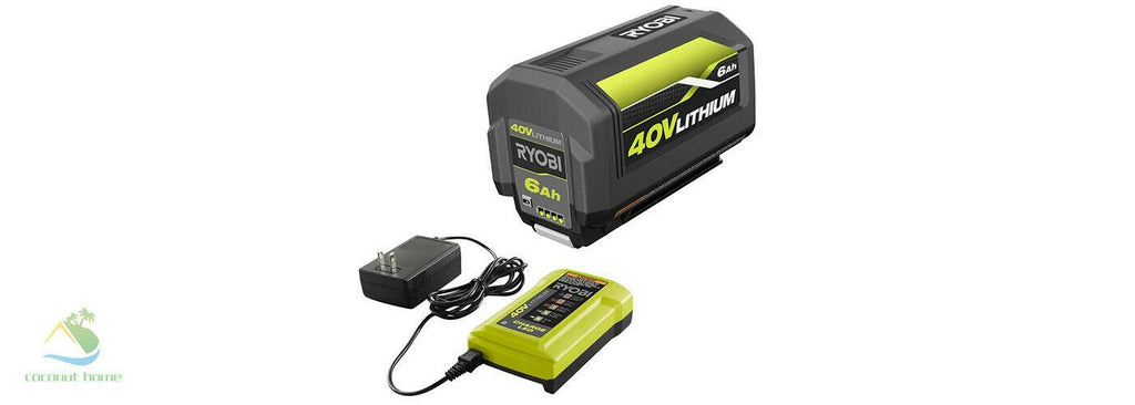 RYOBI 40V Lawn Mower Walk Behind Push 20 in Cut Deck w 6.0 Ah Battery Charger