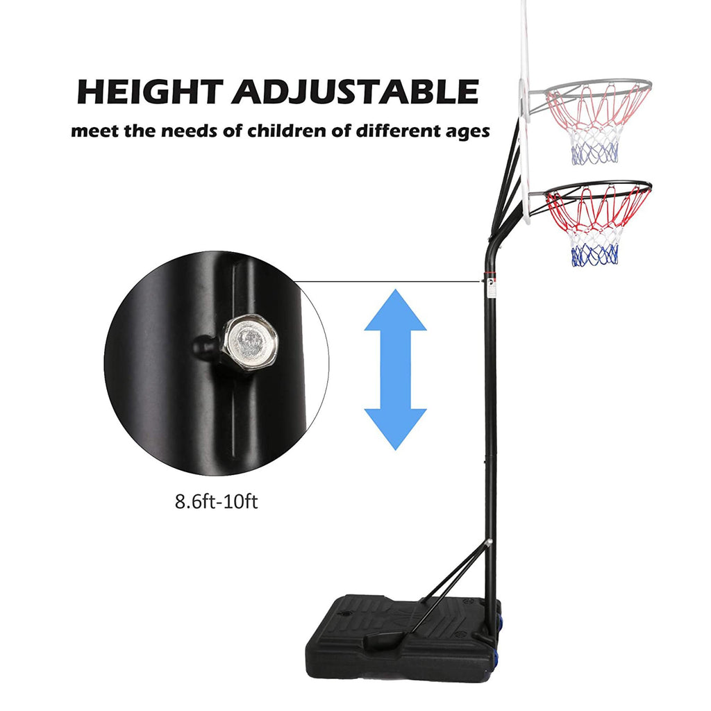 KARMAS PRODUCT Basketball Hoop for Kids and Family Indoor and Outdoor Portable Basketball Goal System Height Adjustable 8.6ft-10ft, 35in Backboard Basketball Stand with Wheels