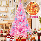 ChenCheng Christmas Tree PackaPink Set Holiday Celebration Decoration with LED Lights, Dream Set Christmas utenciles (Size : 2.1m)