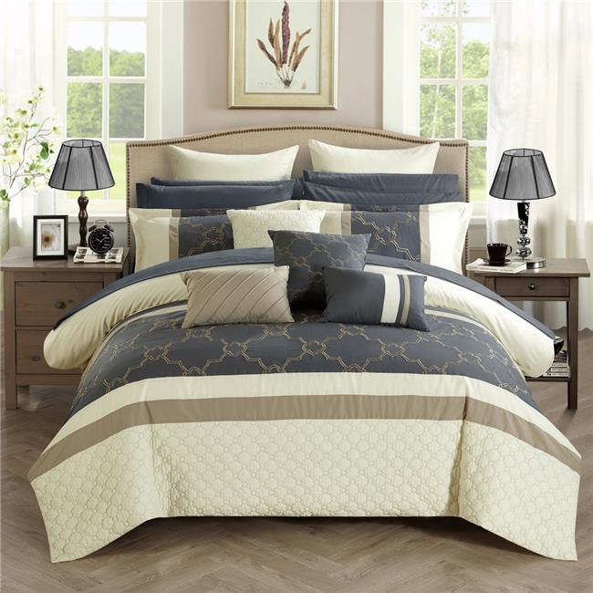 Chic Home CS2826 Camilia Comforter Set - Queen Size, Bei- 16 Piece