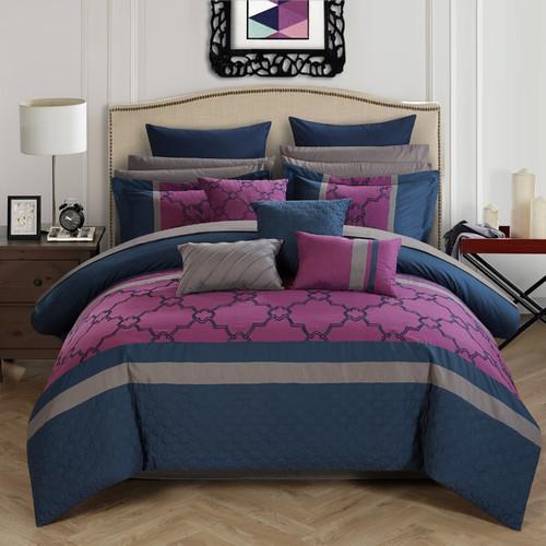 Chic Home CS2826 Camilia Comforter Set - Queen Size, Bei- 16 Piece
