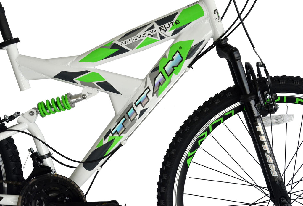 Pathfinder Elite Dual Suspension Mountain Bike, Unisex, 21-speeds, 18-Inch Frame