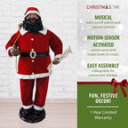 58 in. Christmas African American Dancing Santa Claus with Naughty and Nice List