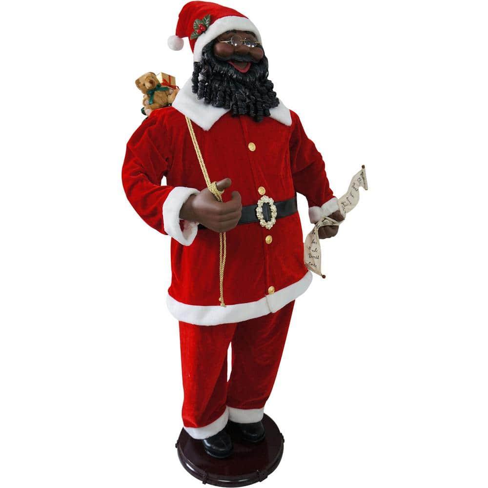 58 in. Christmas African American Dancing Santa Claus with Naughty and Nice List