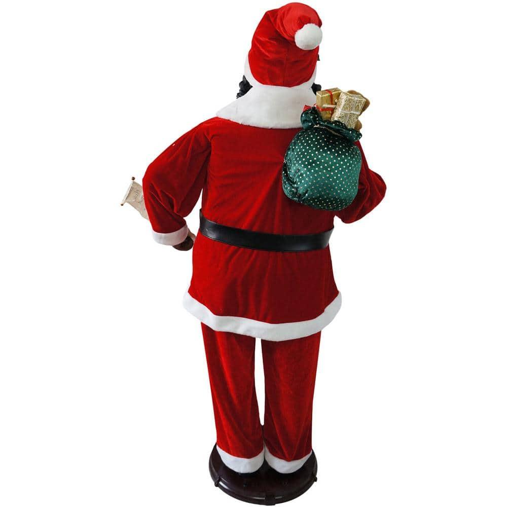 58 in. Christmas African American Dancing Santa Claus with Naughty and Nice List