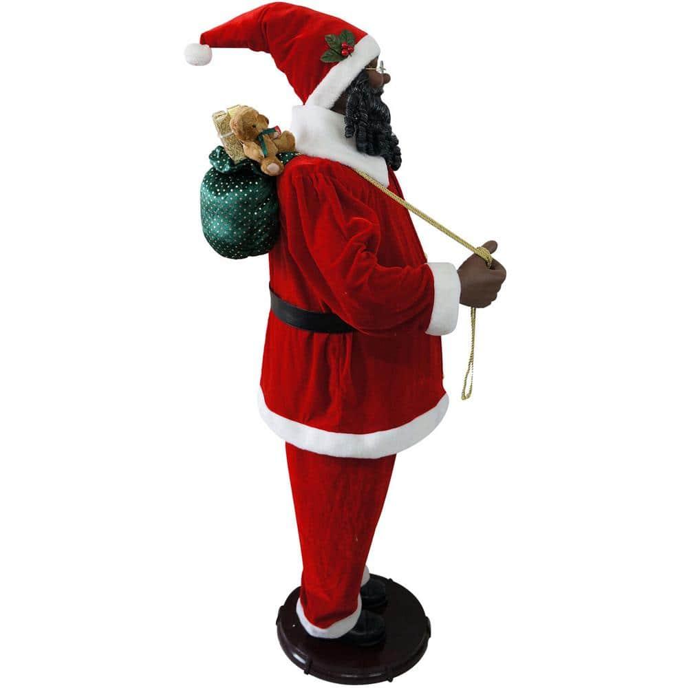 58 in. Christmas African American Dancing Santa Claus with Naughty and Nice List