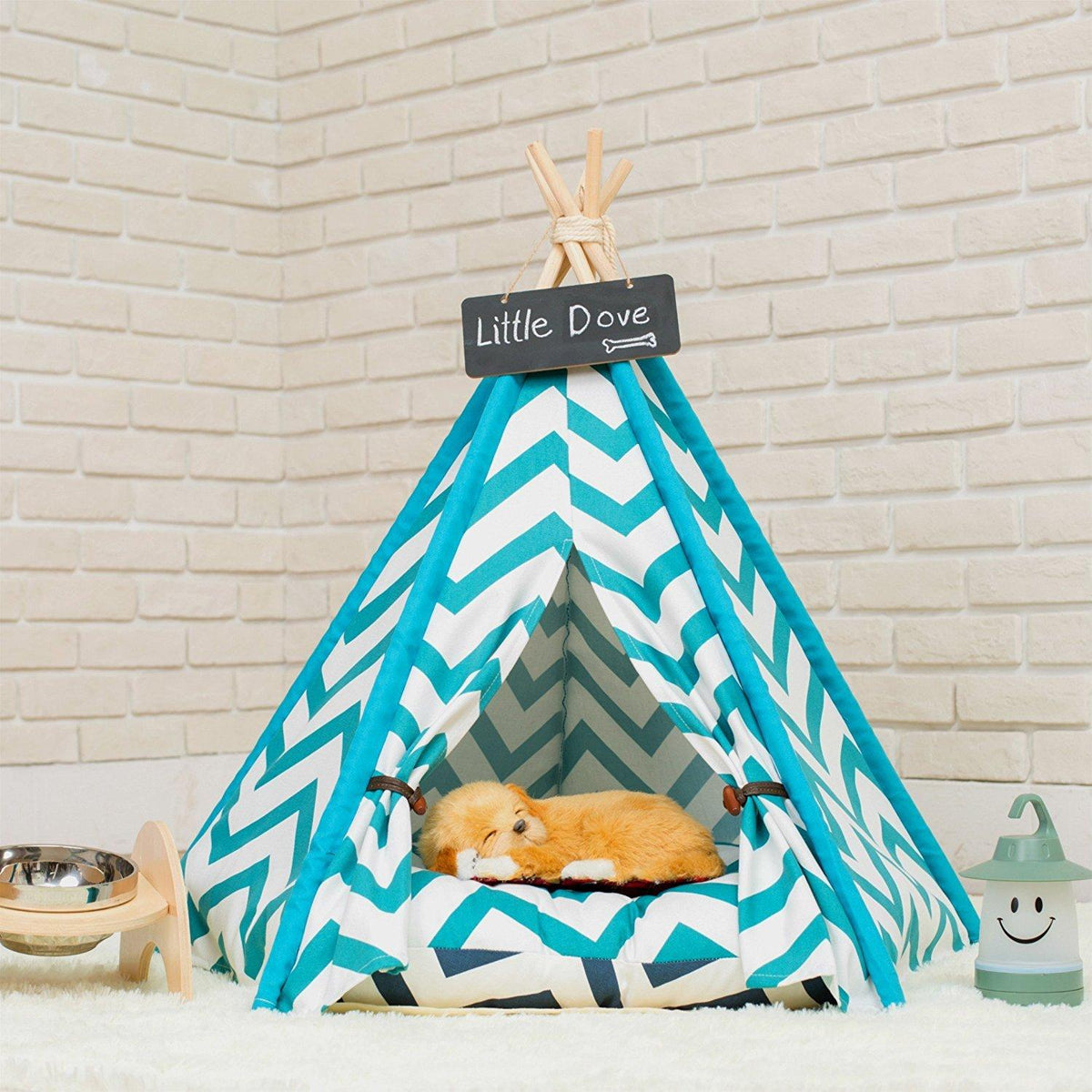 little dove Pet Teepee Dog(Puppy) &amp; Cat Bed - Portable Pet Tents &amp; Houses for Dog(Puppy) &amp; Cat Blue Strip Style (with or Without Optional Cushion)