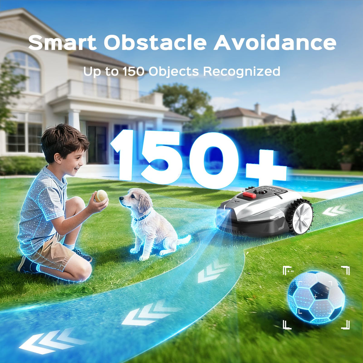 V3 Robot Lawn Mower with Visual Navigation, Smart APP Control, Quiet Operation, Adjustable Mowing Height, Boundary Strip No-Go Zones, Reliable Robotic Lawn Mower for 1600 Sq.Ft Yards