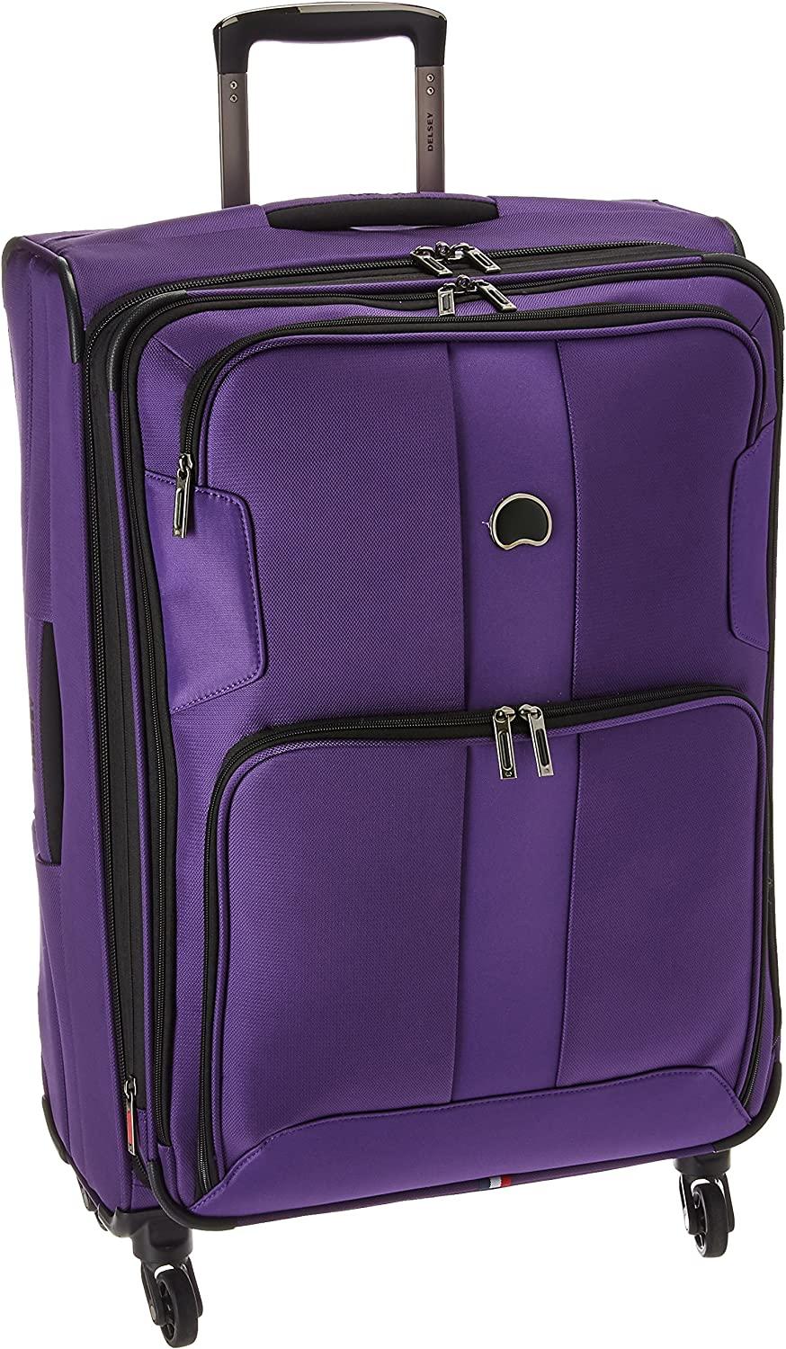 Sky Max Softside Expandable Luggage with Spinner Wheels, Purple, Checked-Medium 25 Inch