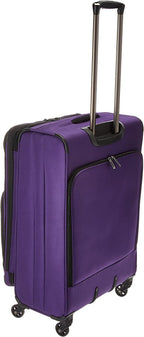 Sky Max Softside Expandable Luggage with Spinner Wheels, Purple, Checked-Medium 25 Inch