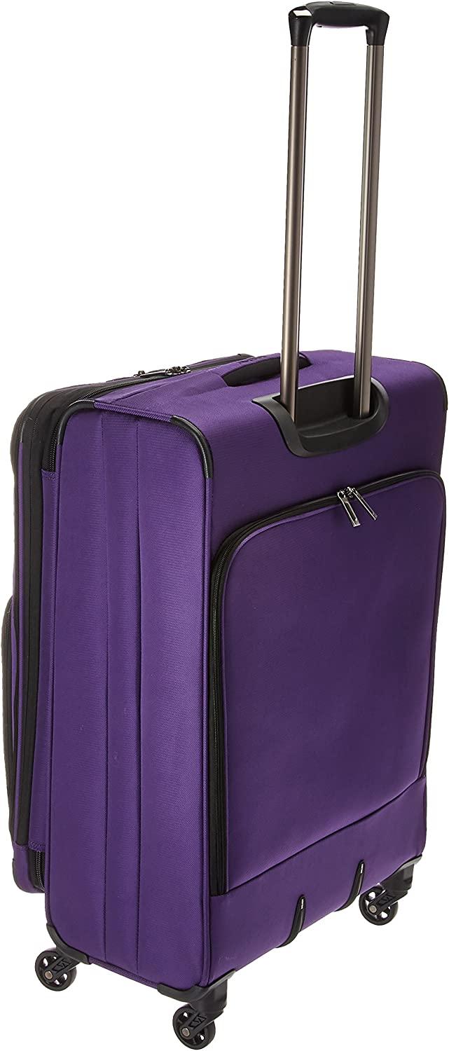 Sky Max Softside Expandable Luggage with Spinner Wheels, Purple, Checked-Medium 25 Inch