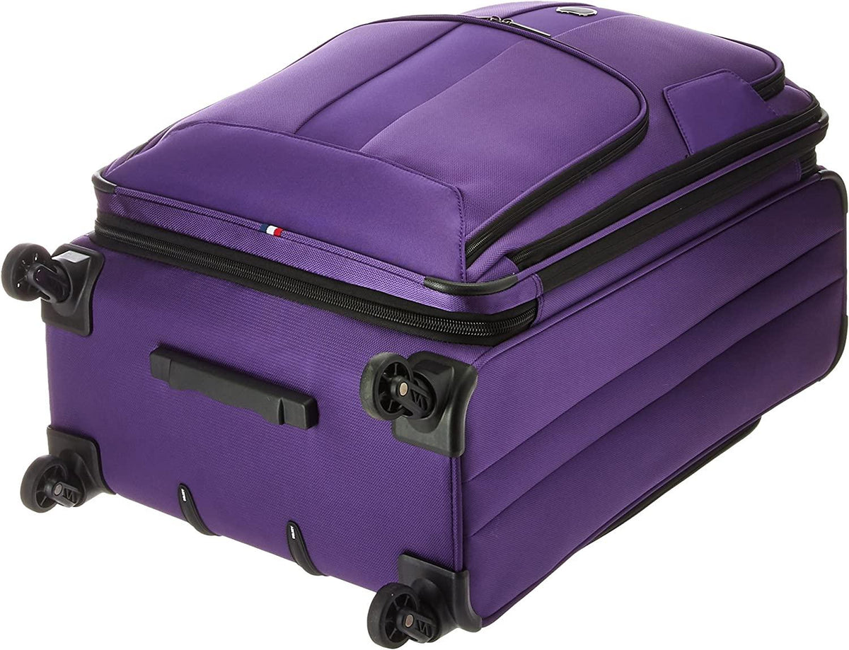 Sky Max Softside Expandable Luggage with Spinner Wheels, Purple, Checked-Medium 25 Inch