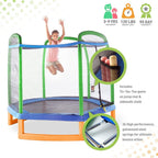 7 ft. Kids Trampoline with Enclosure and Tic-Tac-Toe