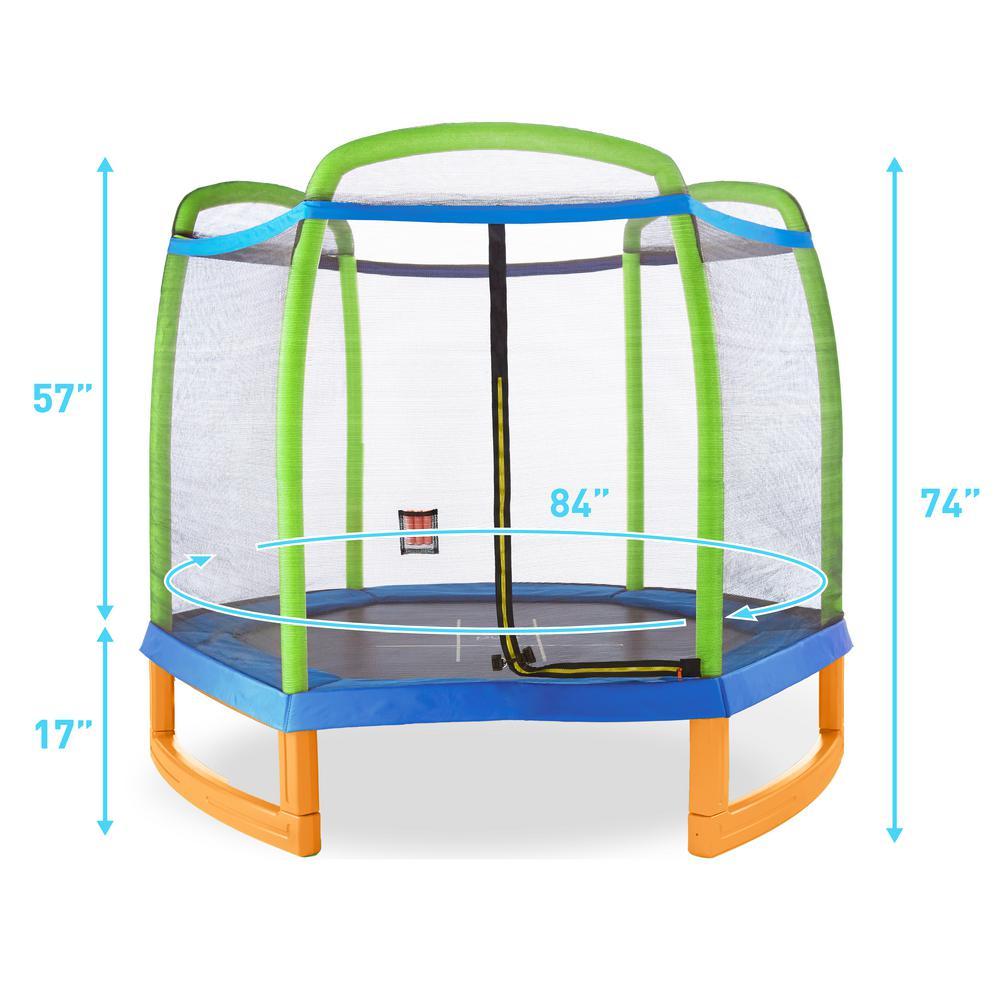 7 ft. Kids Trampoline with Enclosure and Tic-Tac-Toe