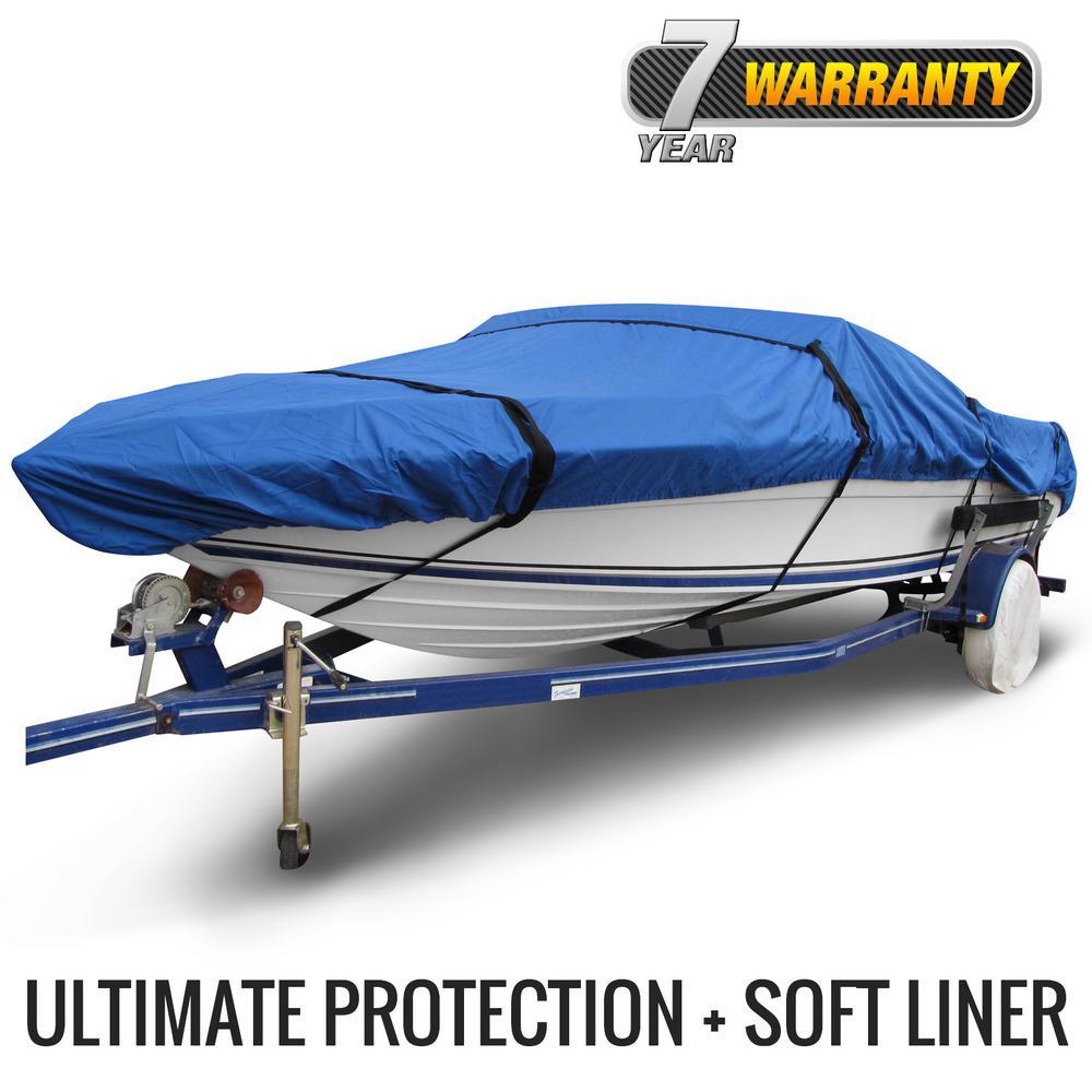 Ripstop 16 ft. to 19 ft. (Beam Width to 102 in.) Blue V-Hull Fishing Boat Cover Size BT-5