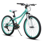 Hiland 24 inch Mountain Bike  7 Speeds for Teenager with Suspension Fork, Mint Green