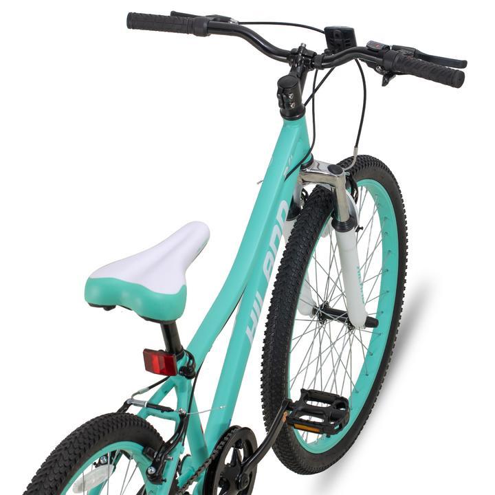 Hiland 24 inch Mountain Bike  7 Speeds for Teenager with Suspension Fork, Mint Green