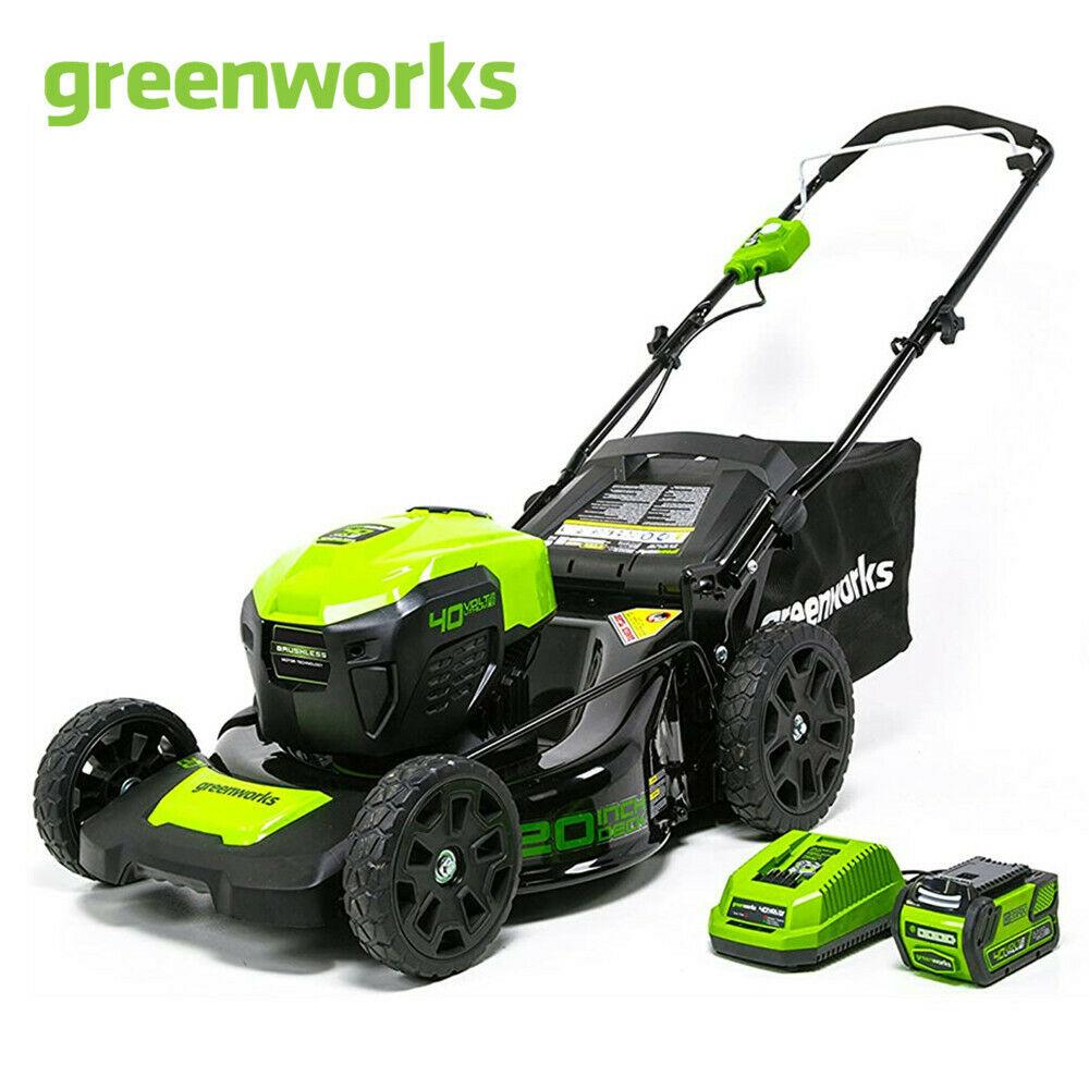 Greenworks 40V 20'' Cordless Lawn Mower Brushless Metal Deck with 4.0Ah Battery
