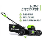 Greenworks 40V 20'' Cordless Lawn Mower Brushless Metal Deck with 4.0Ah Battery