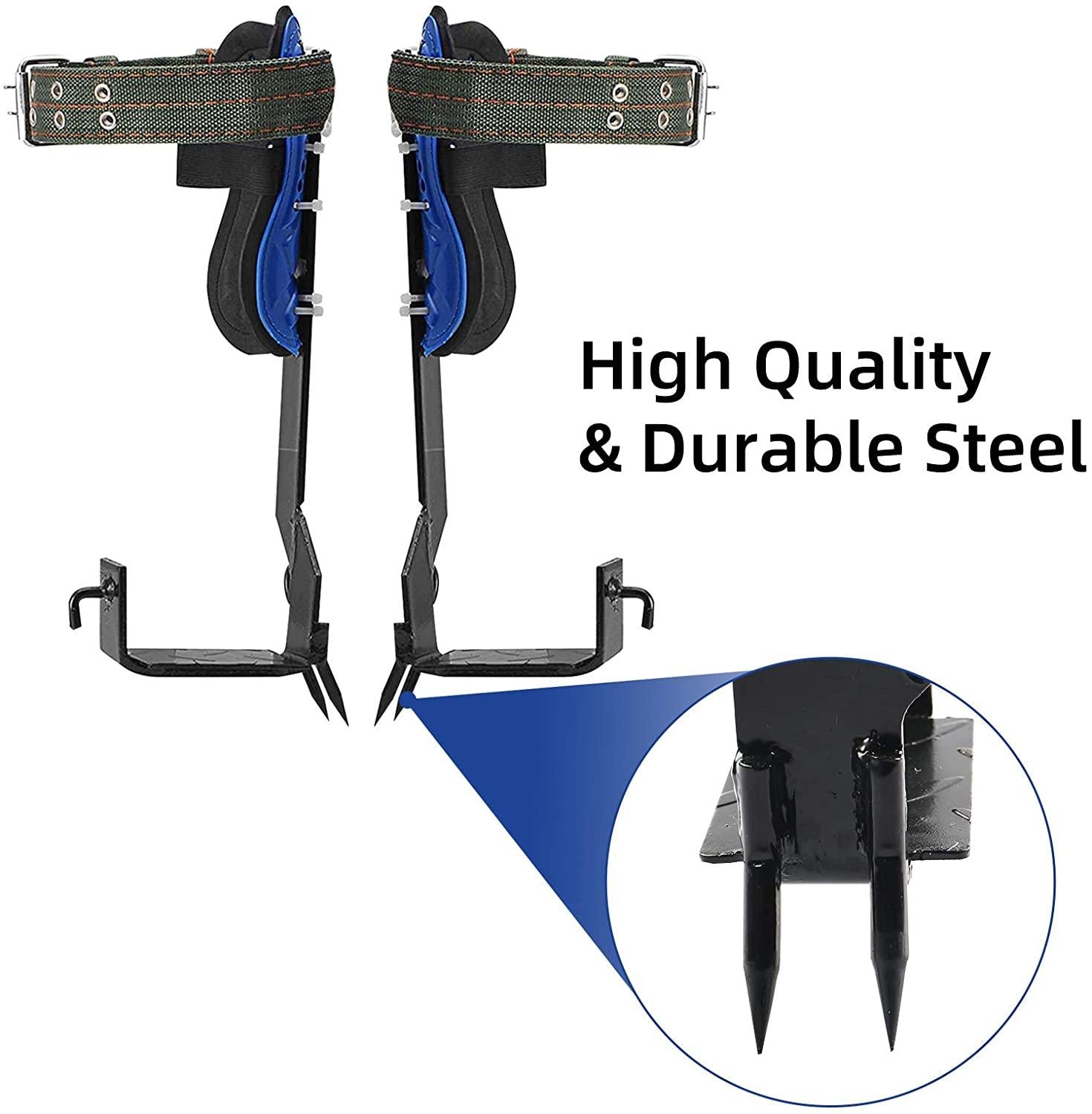 TWSOUL Tree Climbing Spike Included 5 Point Safety Belt Straps Portable Adjustable Lanyard Carabiner for Hunting Observation, PicFruit, Jungle Survival