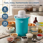 Electric Ice Cream Maker With 6 Qt Capacity- Ice Cream Machine Makes Frozen Yogurt or Gelato in Minutes- Ice Cream Maker with Aluminum Canister- Blue